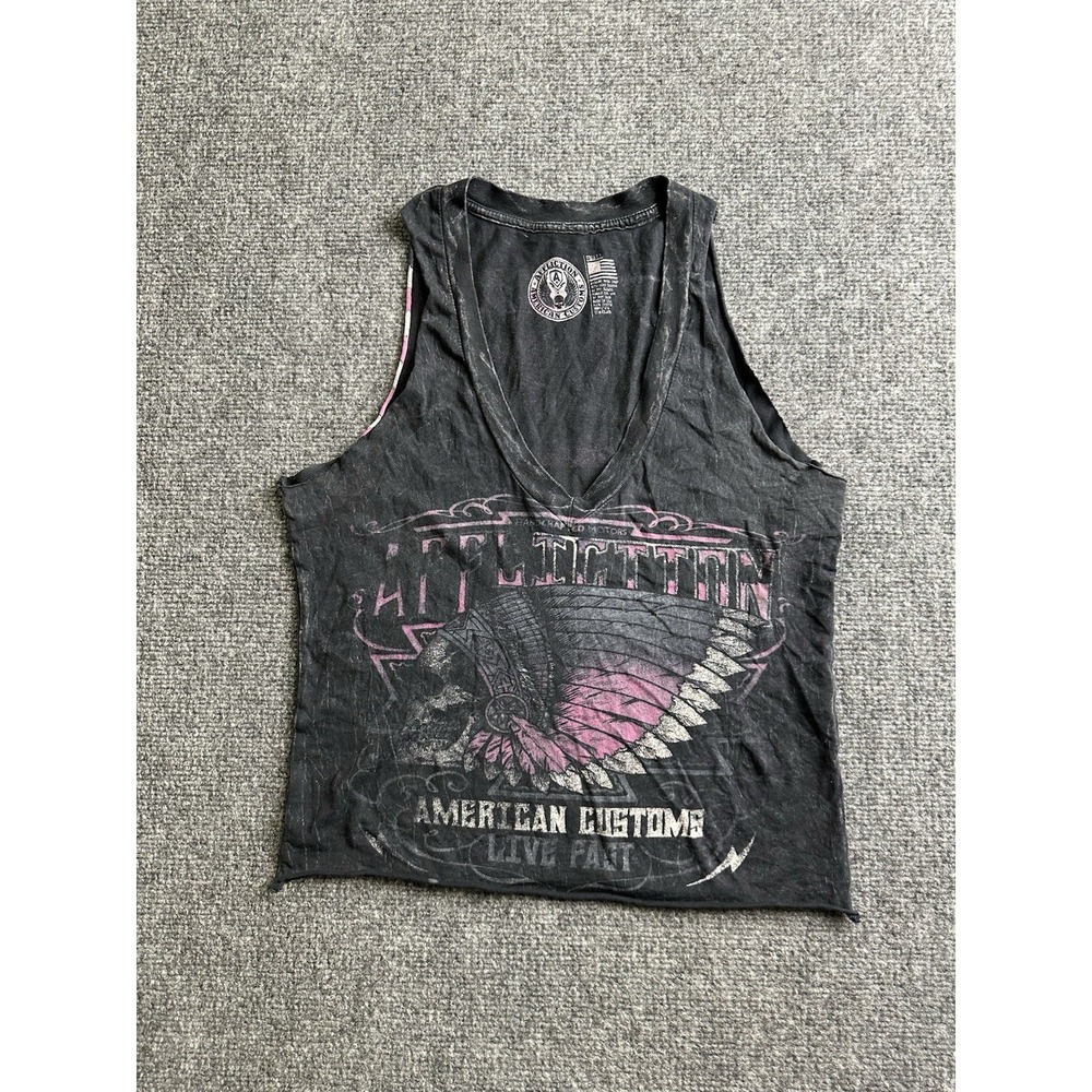 Womens Affliction American Customs Graphic Tank Top Made in USA, Size Small